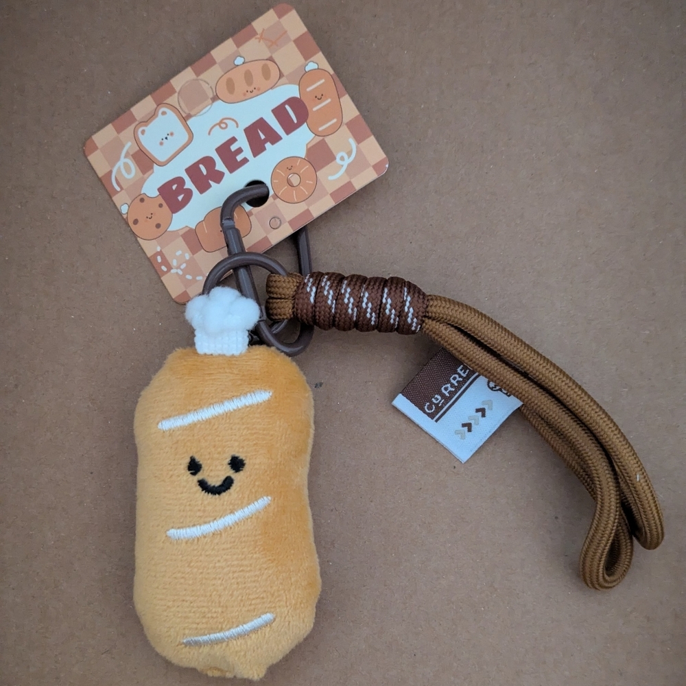 Bread Plush Keychain with Smiling Face